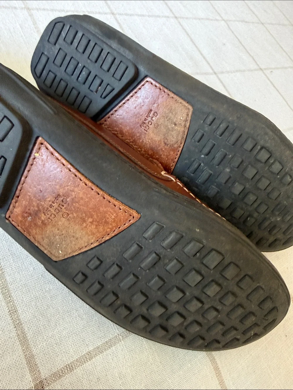 Gucci Brown Leather Gold Horsebit Loafers Size 8